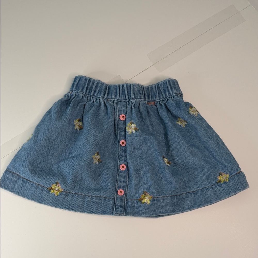 Mini Boden Blue Denim Skirt with Stretchy Waistband